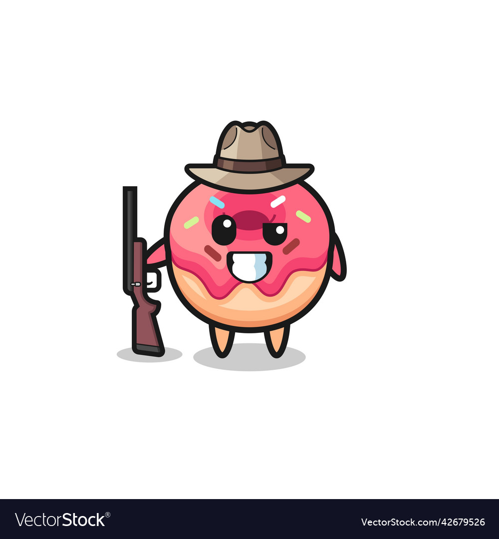 Doughnut hunter mascot holding a gun