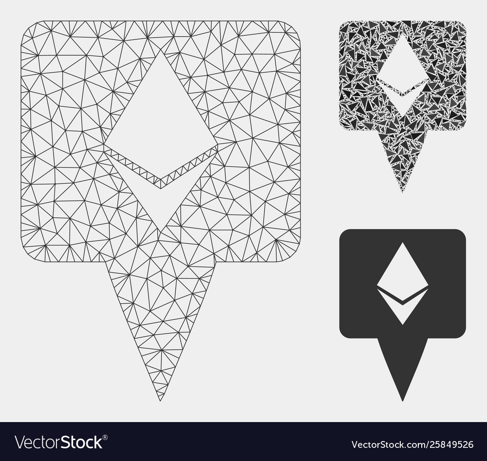Ethereum map pointer mesh 2d model vector image Ethereum map pointer mesh 2d model