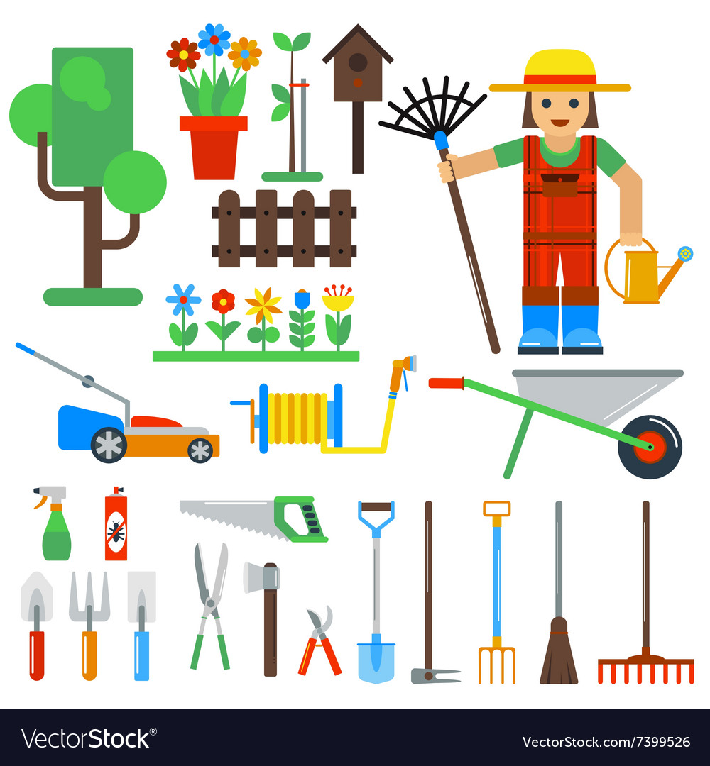 Gardening tools icons isolated on white Royalty Free Vector