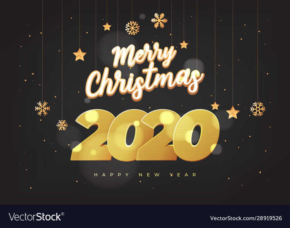 Happy new year 2020 numbers typography greeting vector image Happy new year 2020 numbers typography greeting