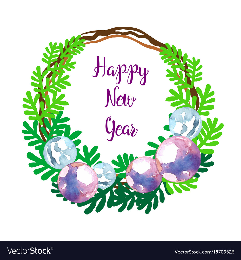 Happy new year greeting wreath