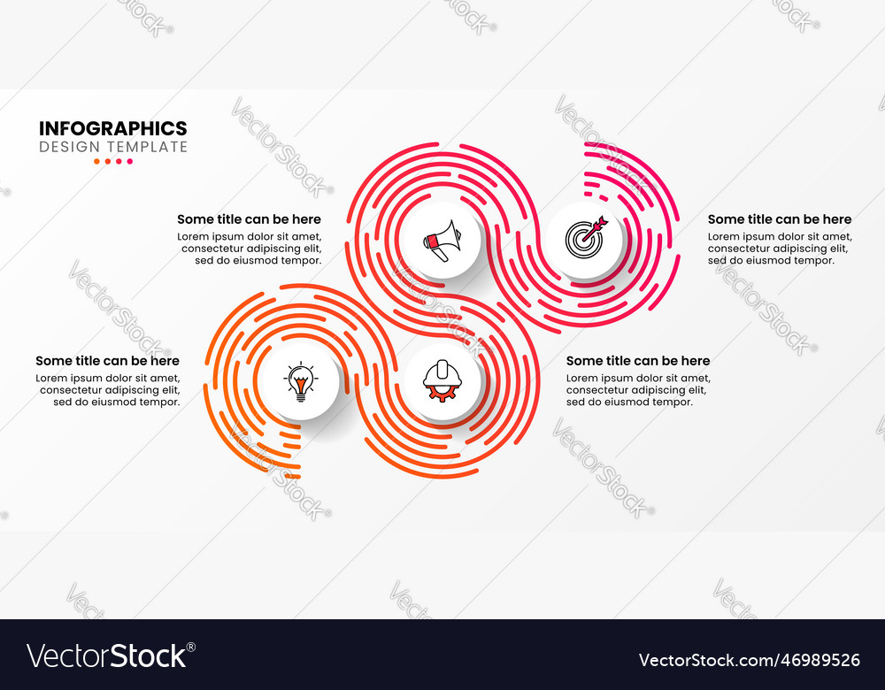 Infographic template dashed abstract line with 4