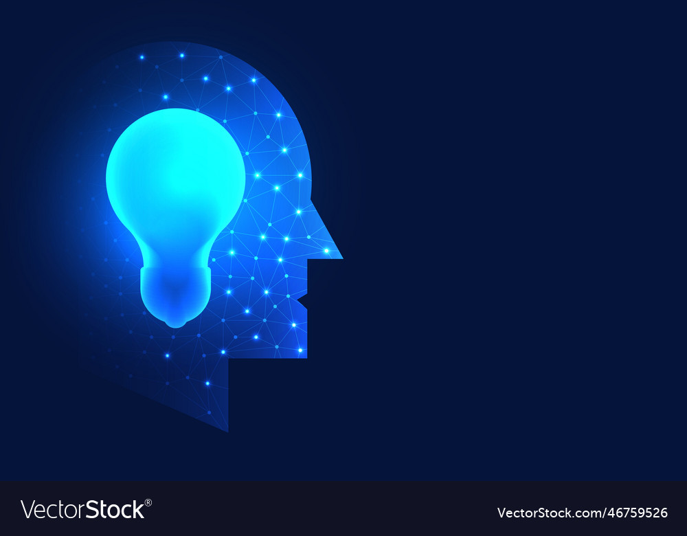 Light bulb is inside the robots head it means vector image Light bulb is inside the robots head it means