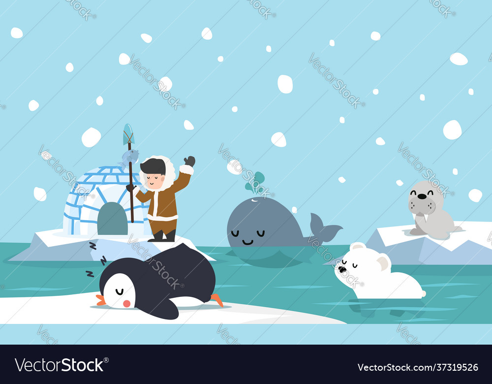 North pole arctic flat design background Vector Image