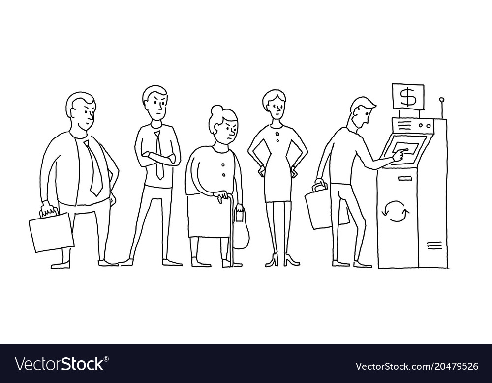 People Waiting in ATM Queue