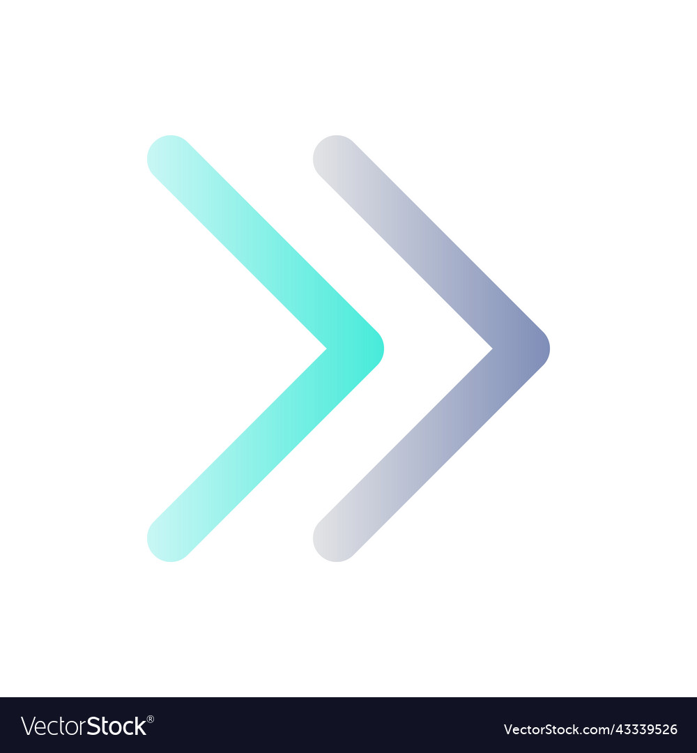 Right double arrow flat gradient color ui icon vector image Right double arrow flat gradient color ui icon