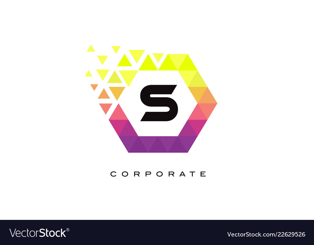 S colorful hexagon shaped letter logo design