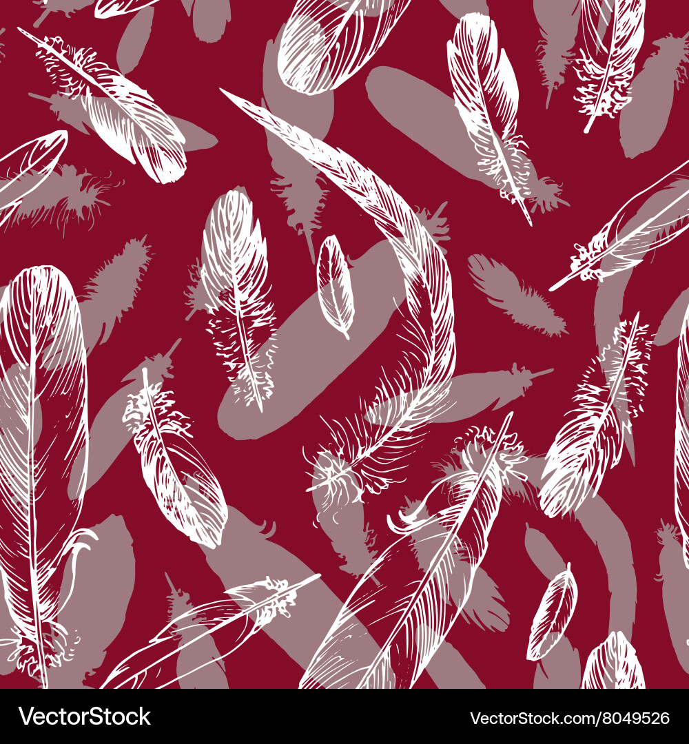 Seamless pattern with feathers Royalty Free Vector Image