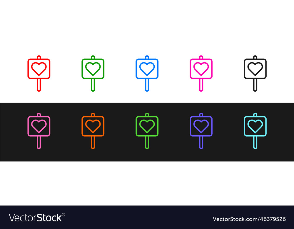 Set line map pointer with heart icon isolated vector image Set line map pointer with heart icon isolated