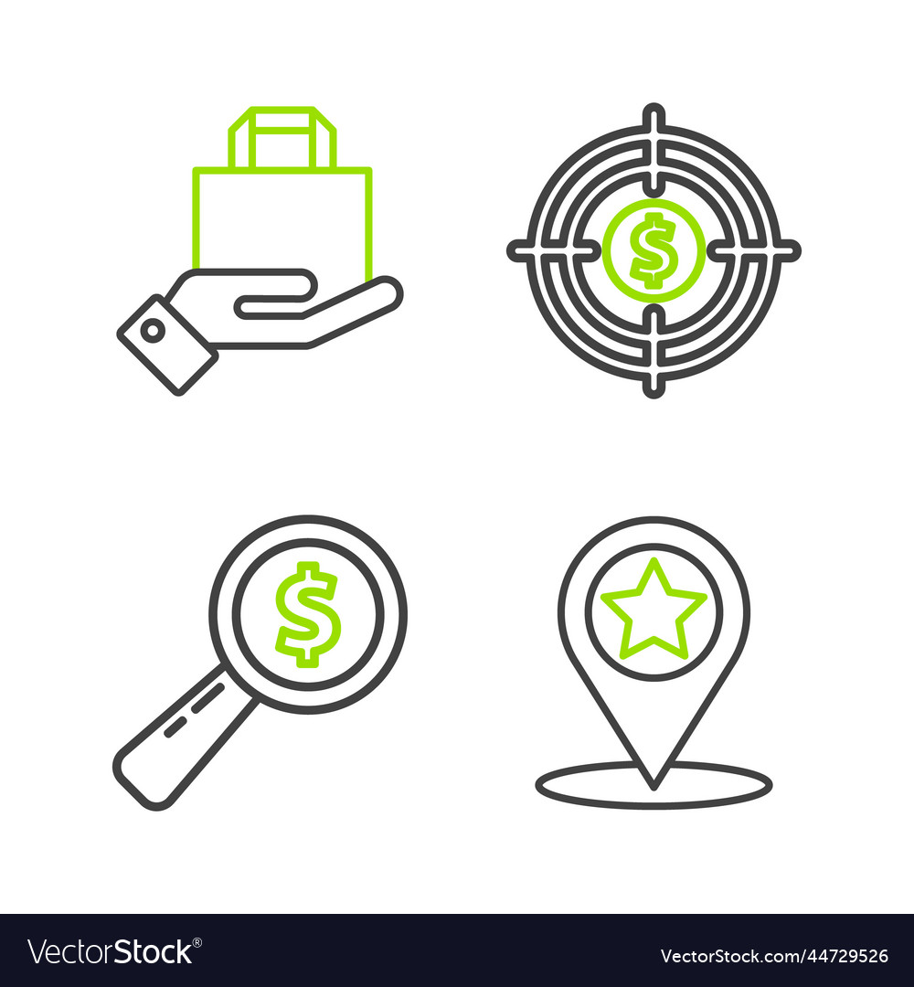 Set line map pointer with star magnifying glass