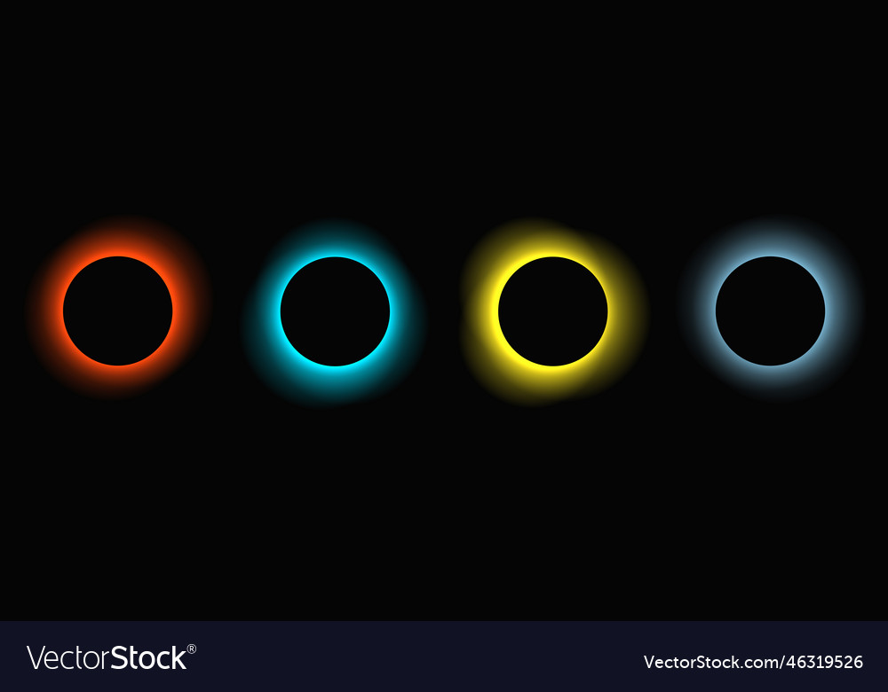 Set of circle illuminate light frames with color Vector Image Set of circle illuminate light frames with color