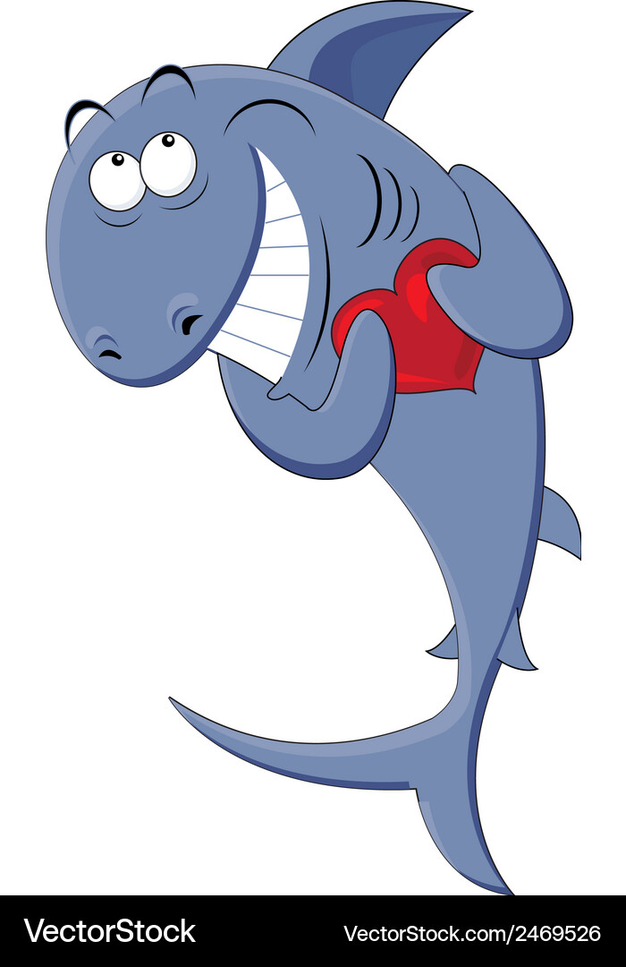 Shark with a heart in his hands Royalty Free Vector Image