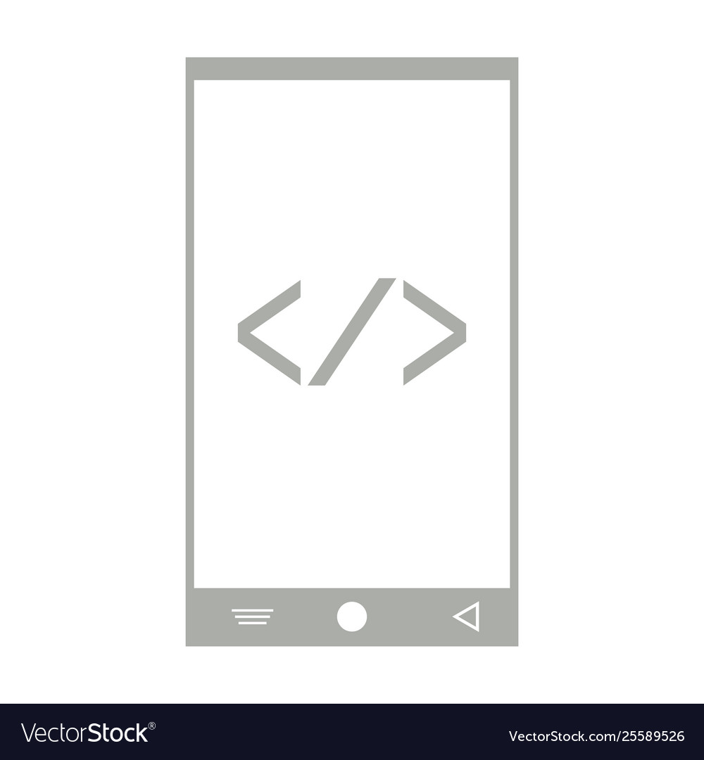 Smartphone with a pair brackets programming vector image Smartphone with a pair brackets programming