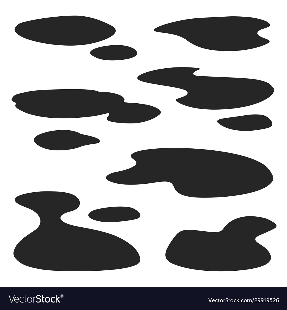 Water puddle black set icon isolated