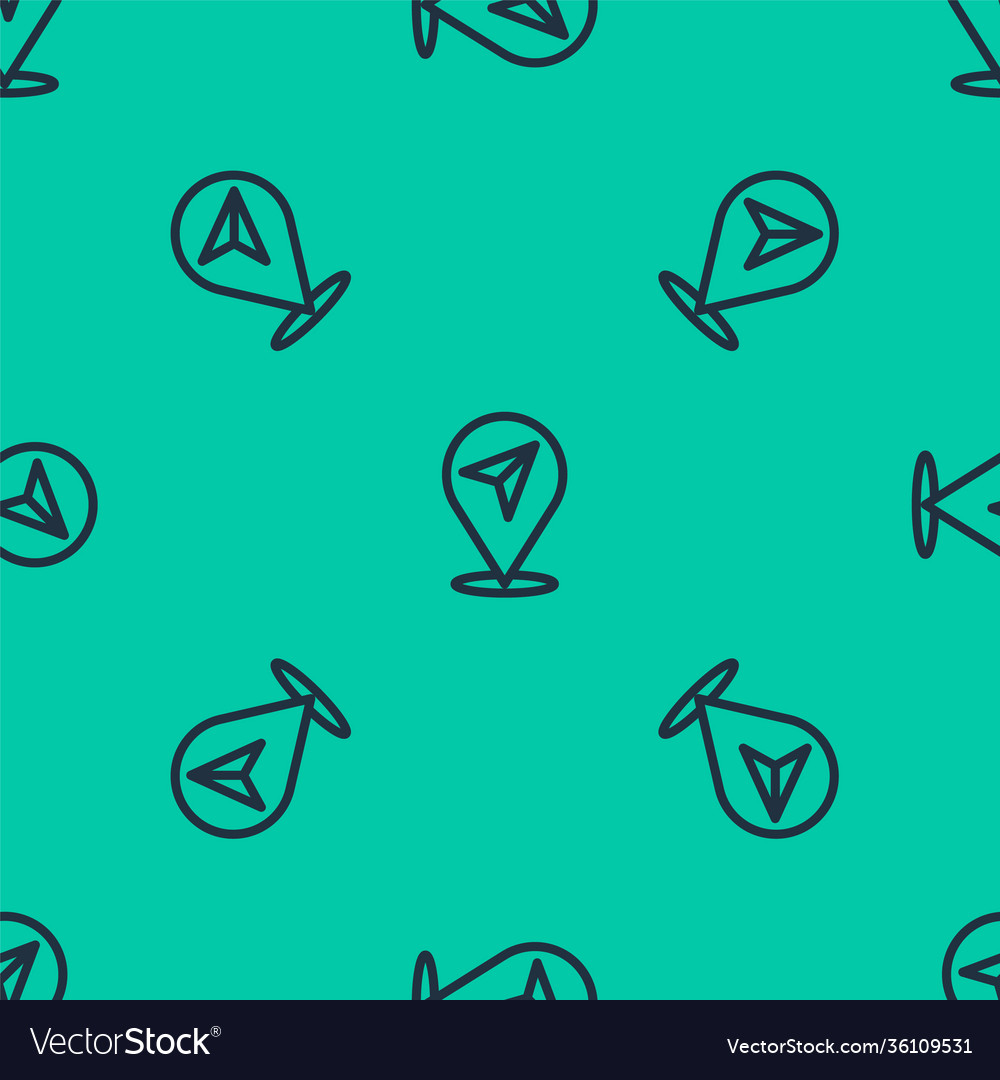 Blue line map pin icon isolated seamless pattern