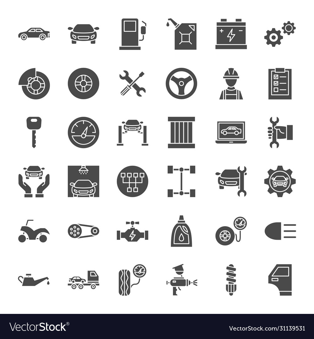 Car service solid web icons Royalty Free Vector Image