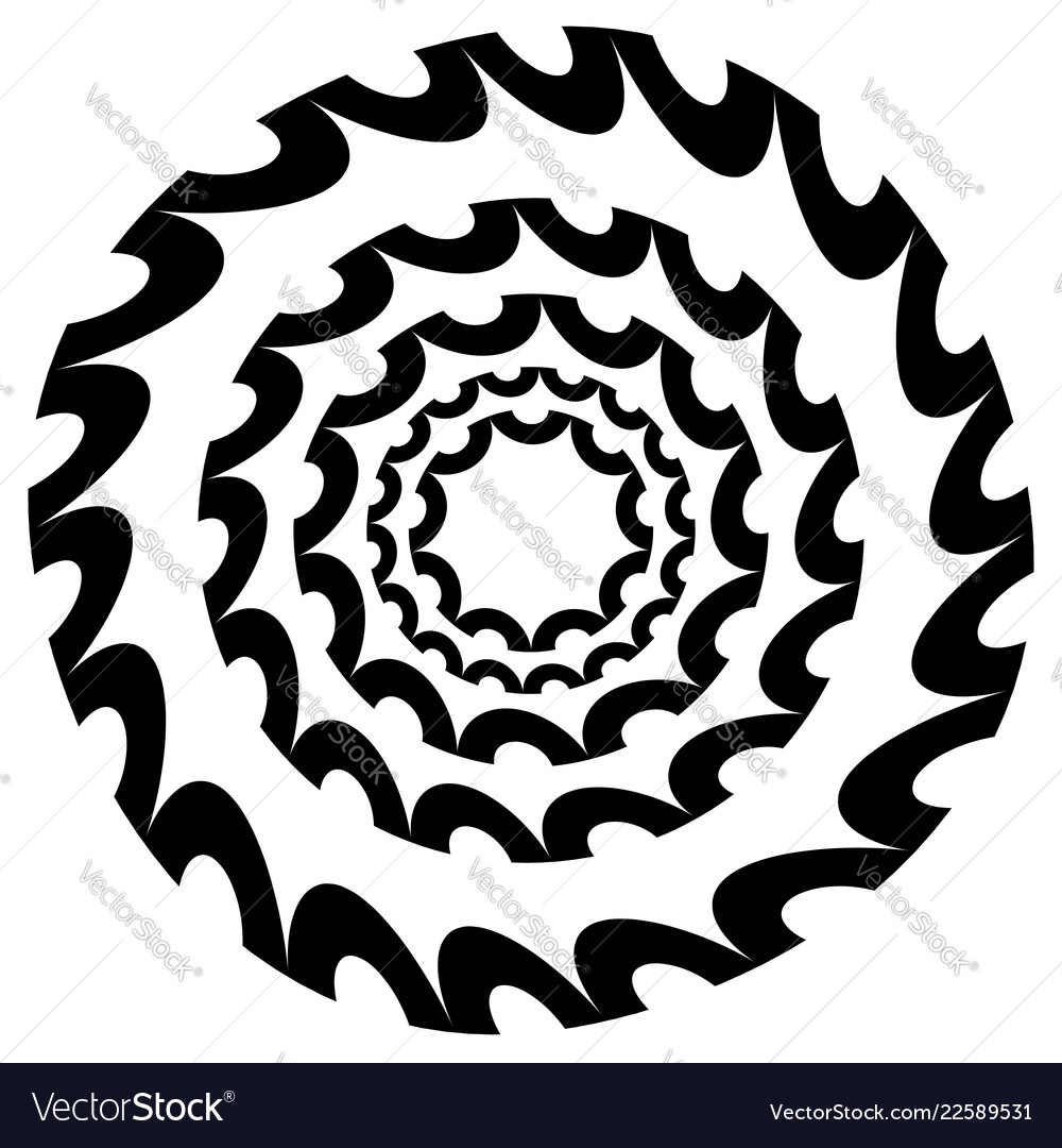 Circular radiating element abstract monochrome vector image Circular radiating element abstract monochrome