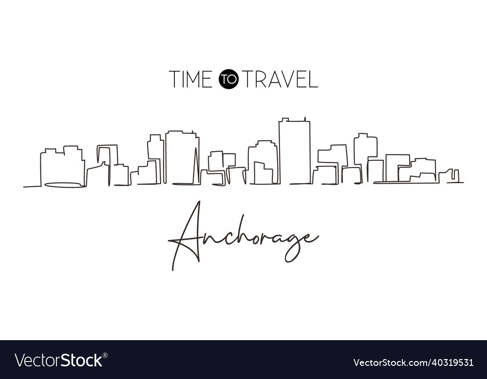 Continuous one line drawing anchorage city Vector Image