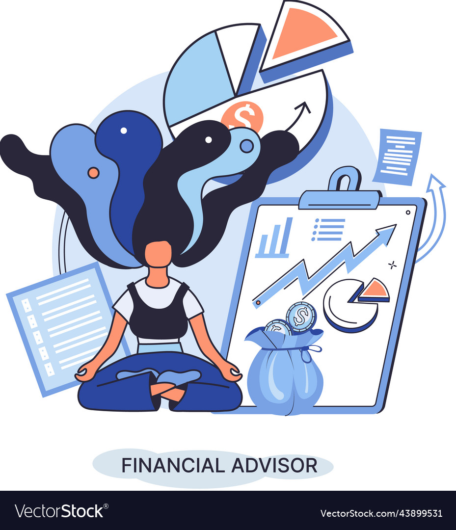 Financial advisor giving advice on investment vector image Financial advisor giving advice on investment