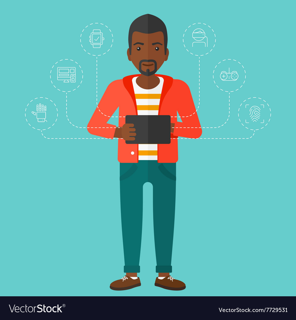 Man holding tablet computer