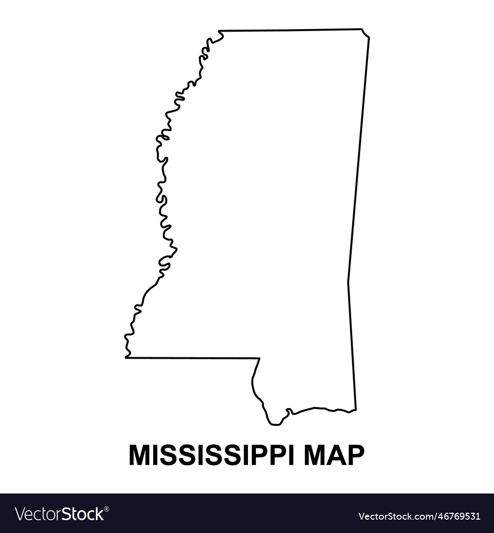 Mississippi map shape united states of america Vector Image