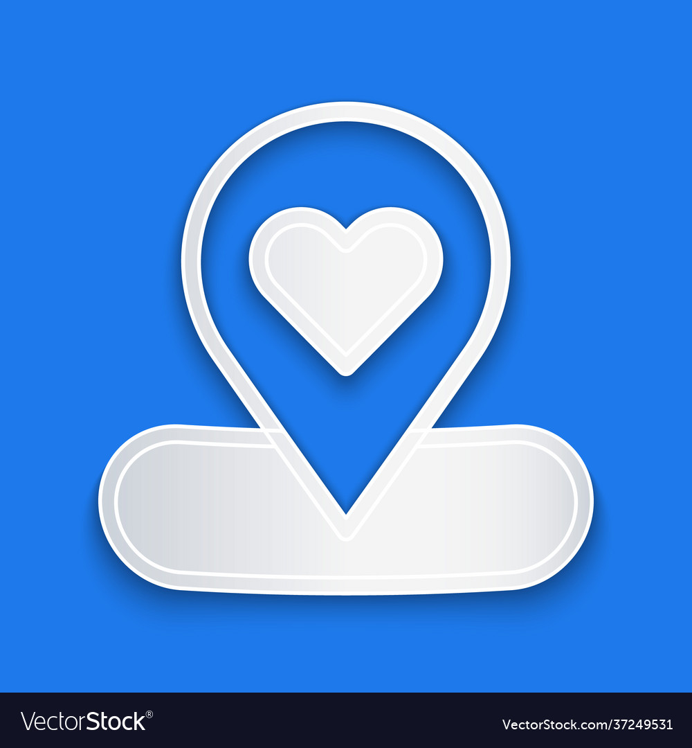 Paper cut map pointer with heart icon isolated vector image Paper cut map pointer with heart icon isolated