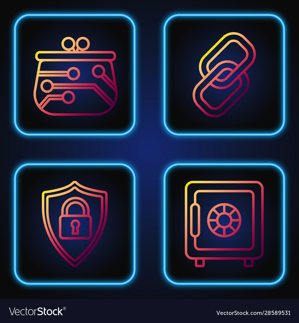 Set line safe shield security with lock vector image Set line safe shield security with lock