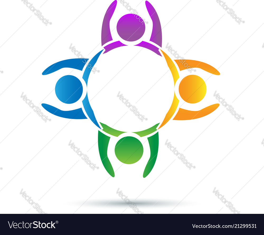 Teamwork people hand raised icon logo Royalty Free Vector