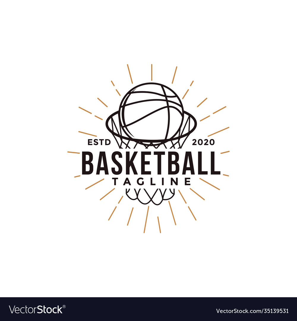 Vintage basketball sport team club league logo vector image Vintage basketball sport team club league logo