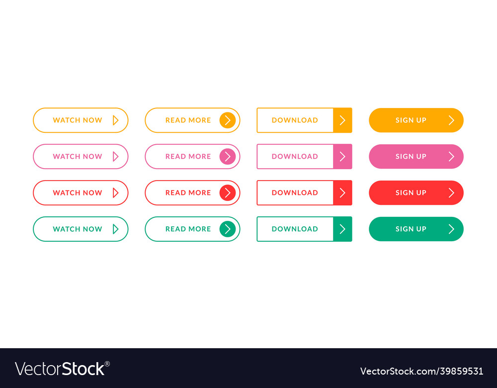 Web colorful ui buttons abstract flat line button