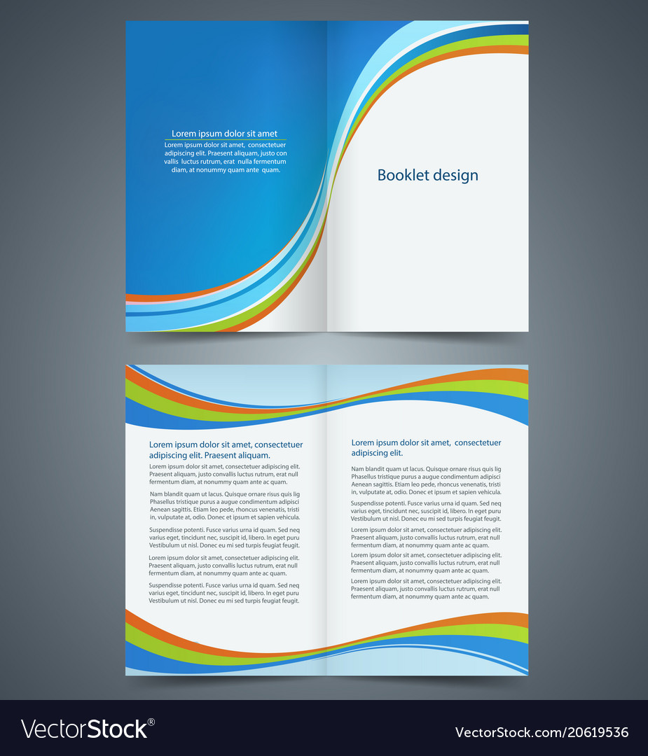 Blue bifold brochure template design Royalty Free Vector