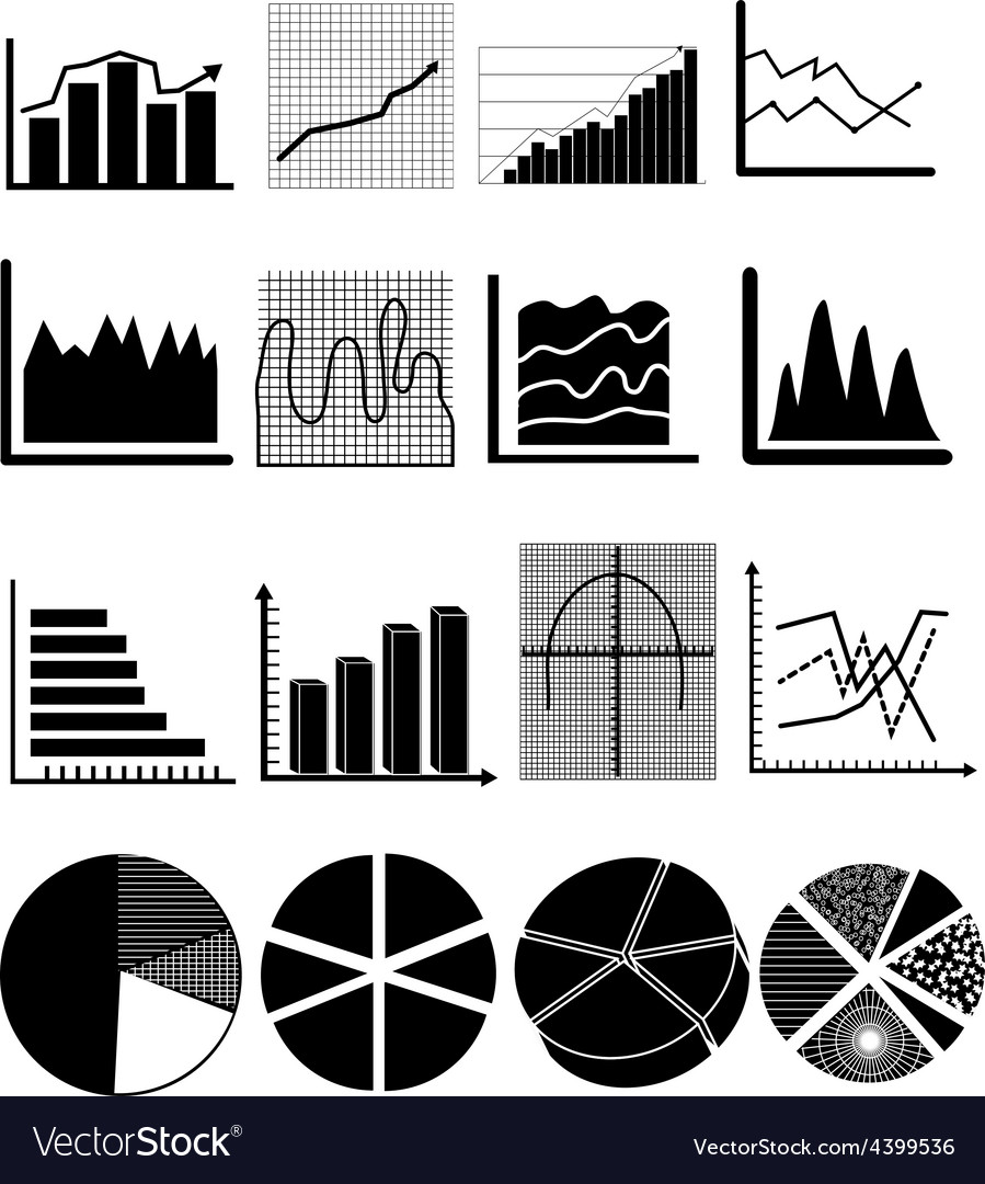 Chart graph icons set Royalty Free Vector Image