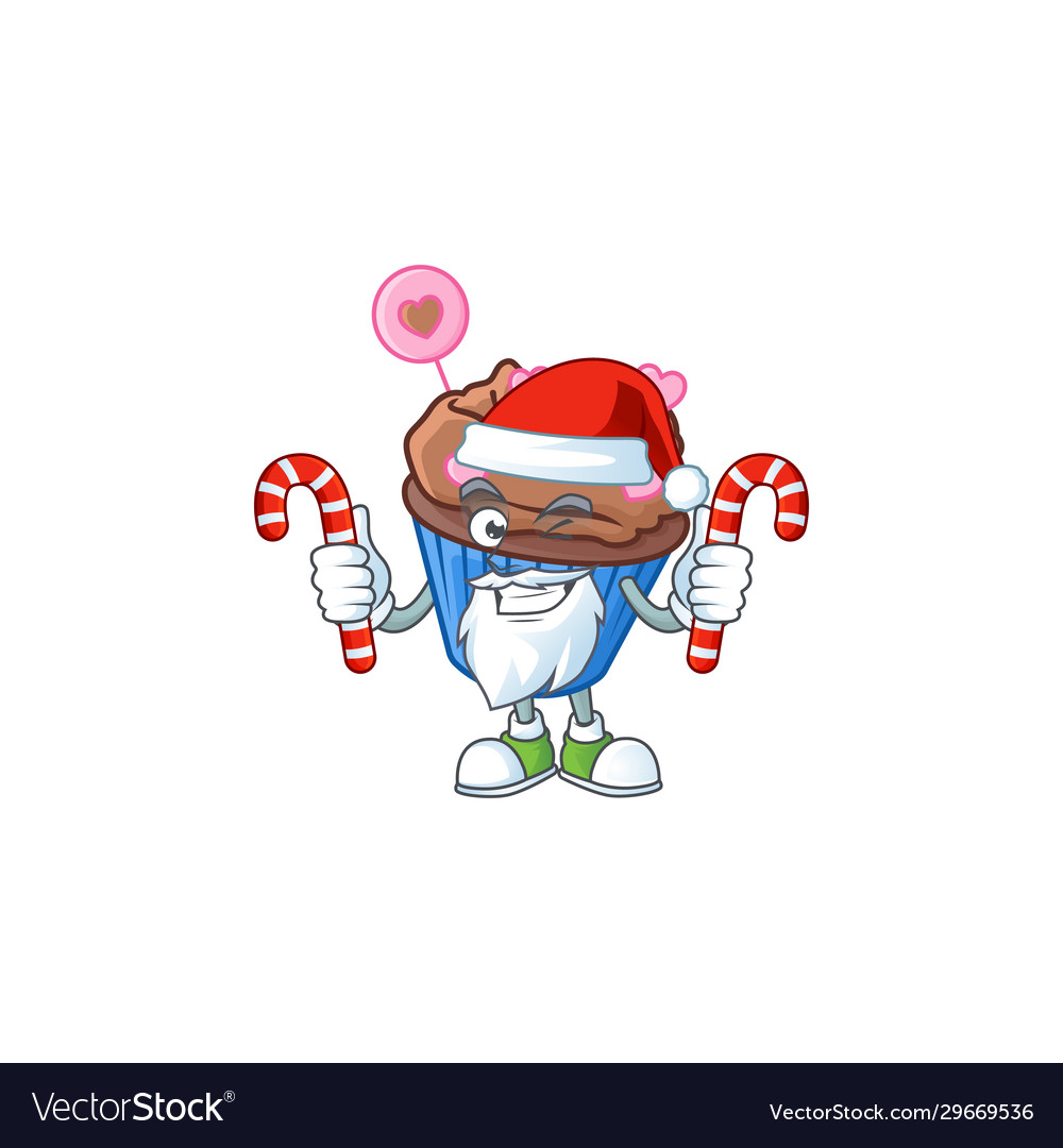 Chocolate love cupcake cartoon in santa costume