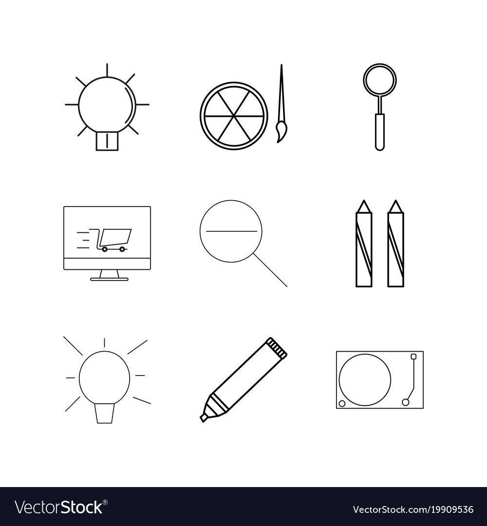 Design elements linear icon set simple outline