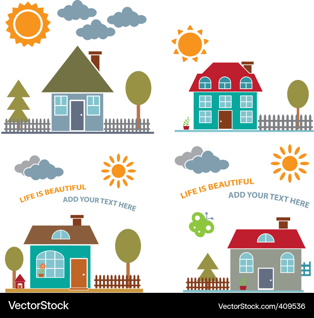 Family houses Royalty Free Vector Image - VectorStock