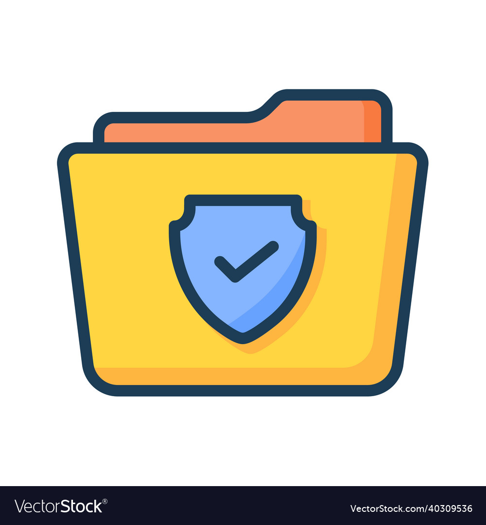Folder secure shield encryption single isolated vector image Folder secure shield encryption single isolated