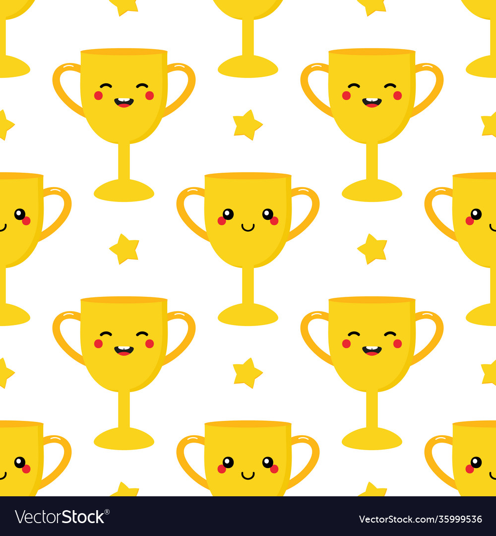 Golden challenge cup trophy characters pattern