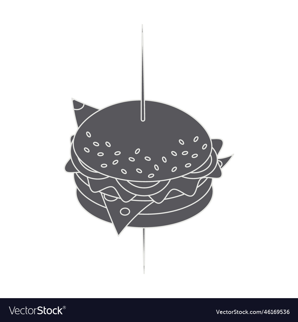 Grayscale image of a hamburger on skewer happy Vector Image Grayscale image of a hamburger on skewer happy