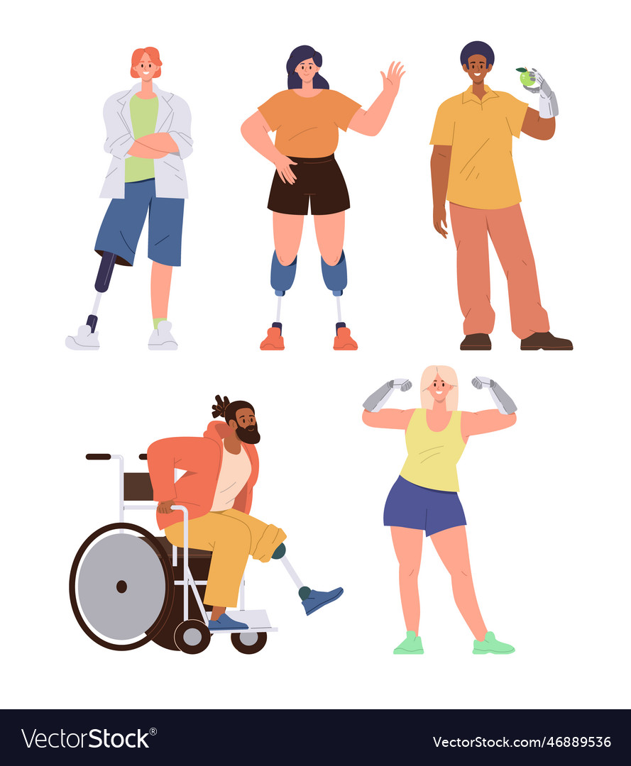 Set of people characters having different robotic vector image Set of people characters having different robotic