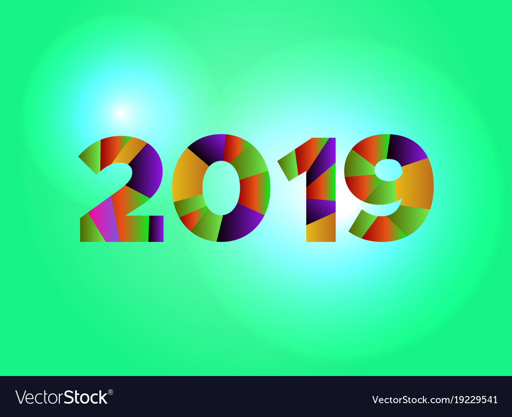 2019 concept colorful word art royalty free vector image word for 2019