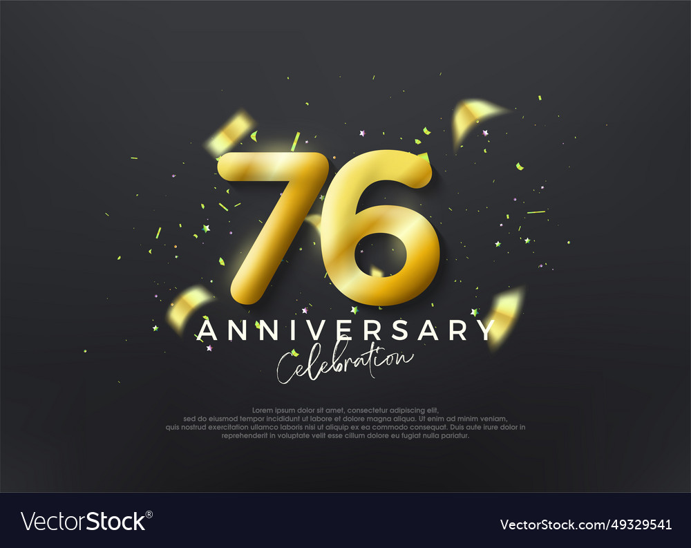 76th anniversary numbers gold luxury background Vector Image