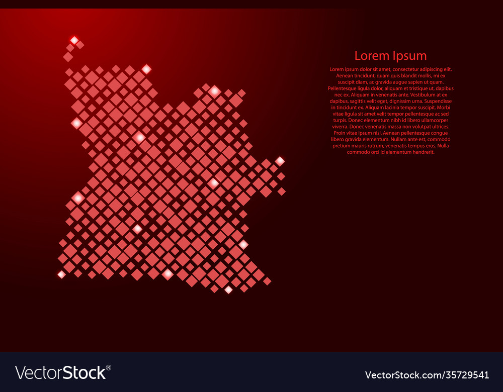 Angola map from red pattern rhombuses vector image Angola map from red pattern rhombuses