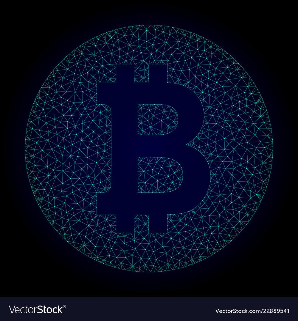 Bitcoin coin polygonal frame mesh vector image Bitcoin coin polygonal frame mesh