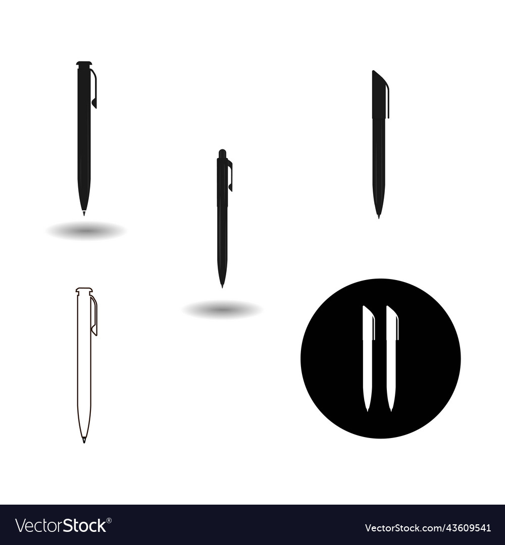 Black realistic pen Royalty Free Vector Image - VectorStock