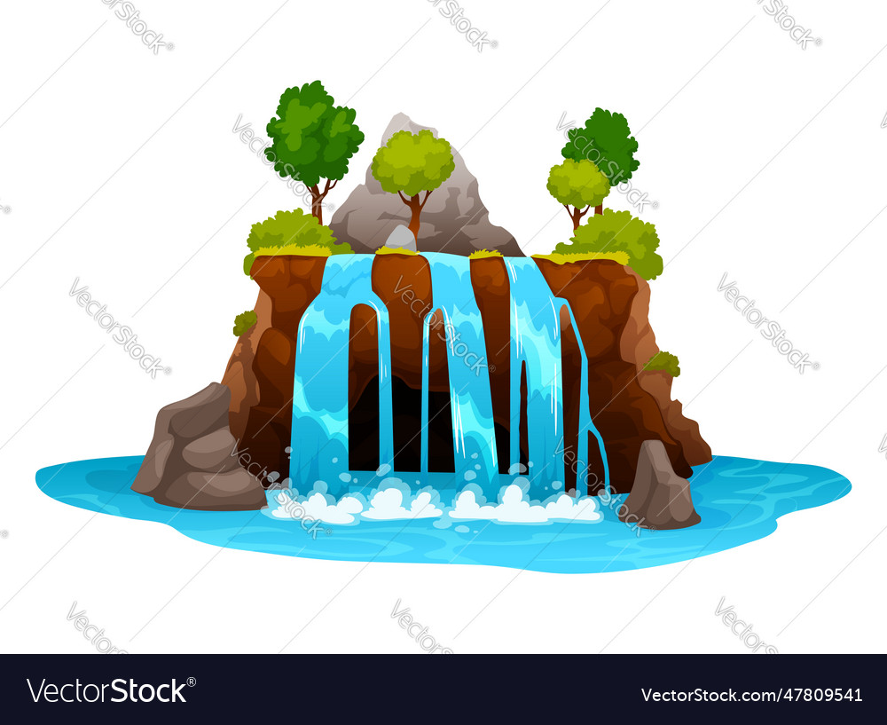 Cartoon waterfall and water cascade streams Vector Image