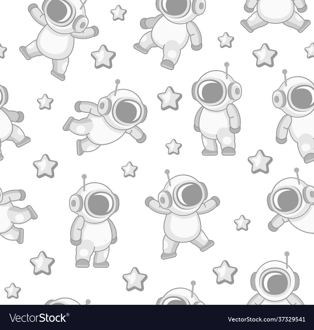 Cute cosmonaut and stars seamless pattern