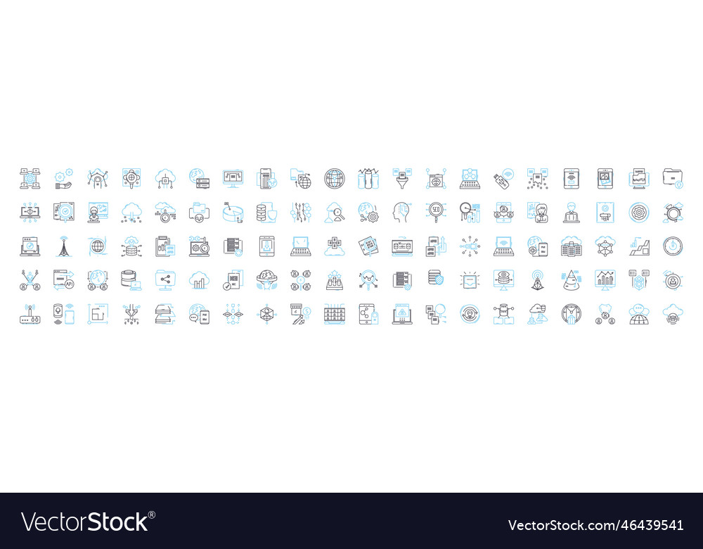Deep learning line icons set
