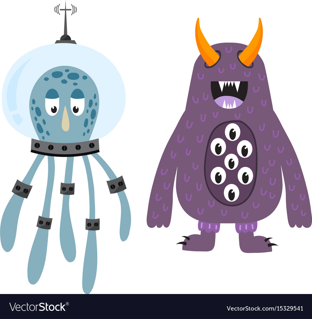 Funny cartoon monster cute alien character