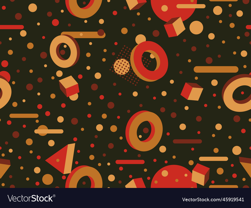 Geometric seamless pattern with 3d shapes in 80s Vector Image Geometric seamless pattern with 3d shapes in 80s