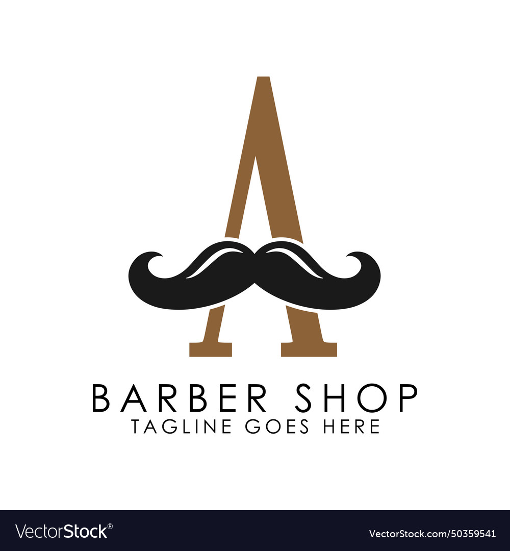 Initial letter a mustache logo design alphabet